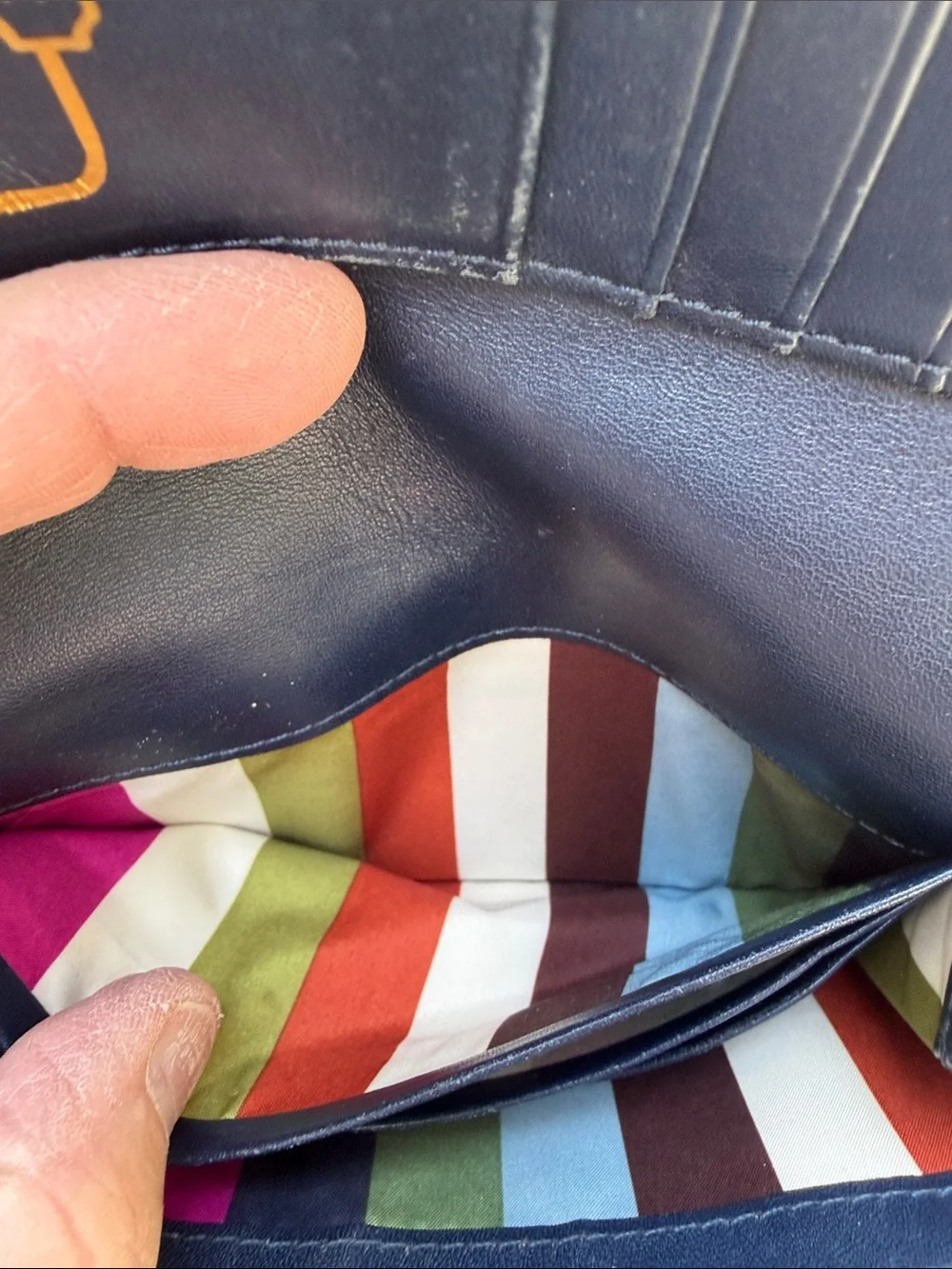 Coach Signature Denim Canvas and Navy Leather Compact Wallet